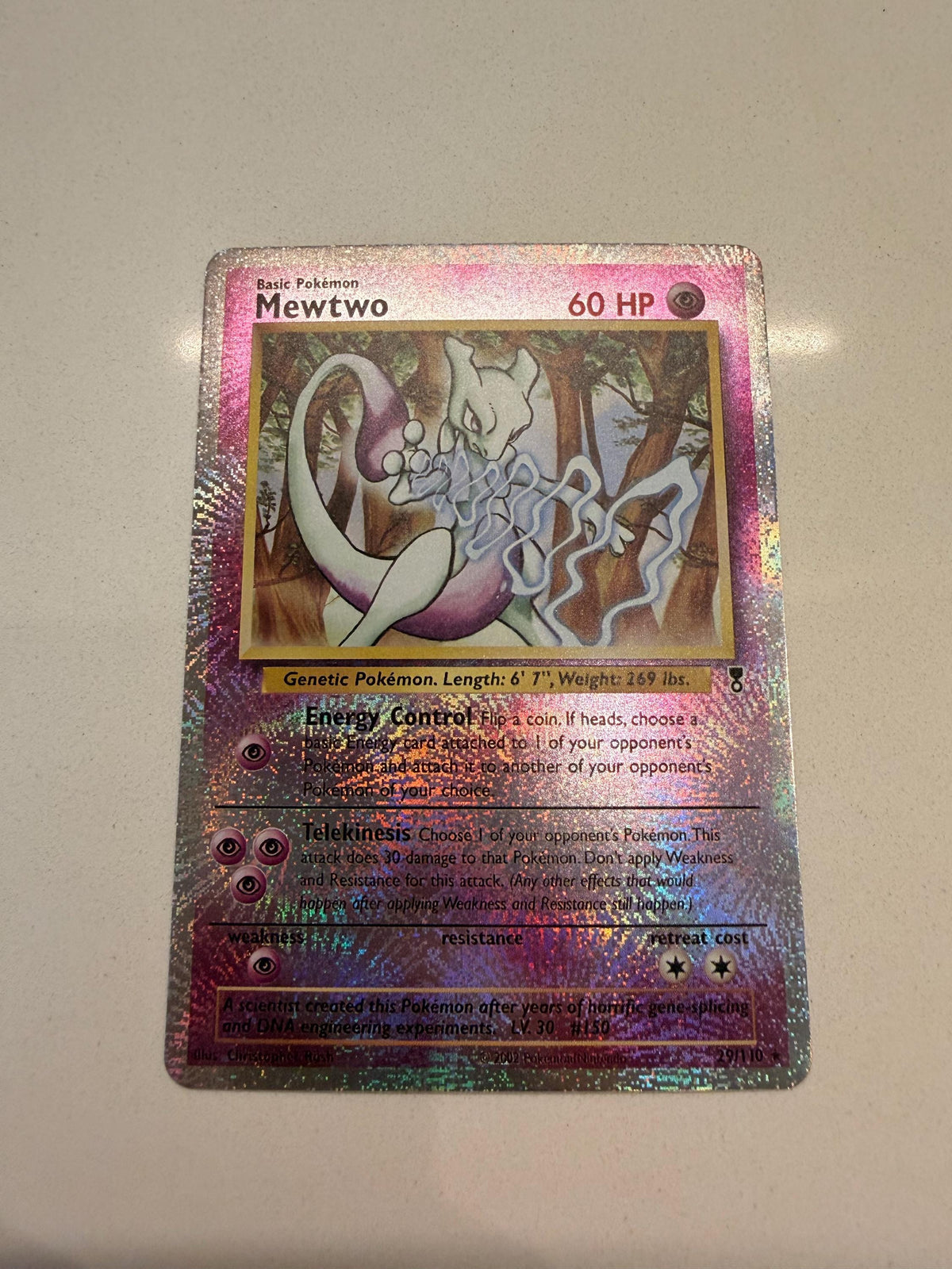 Mewtwo Reverse Holo #29 Unsorted proxy card, not real novelty