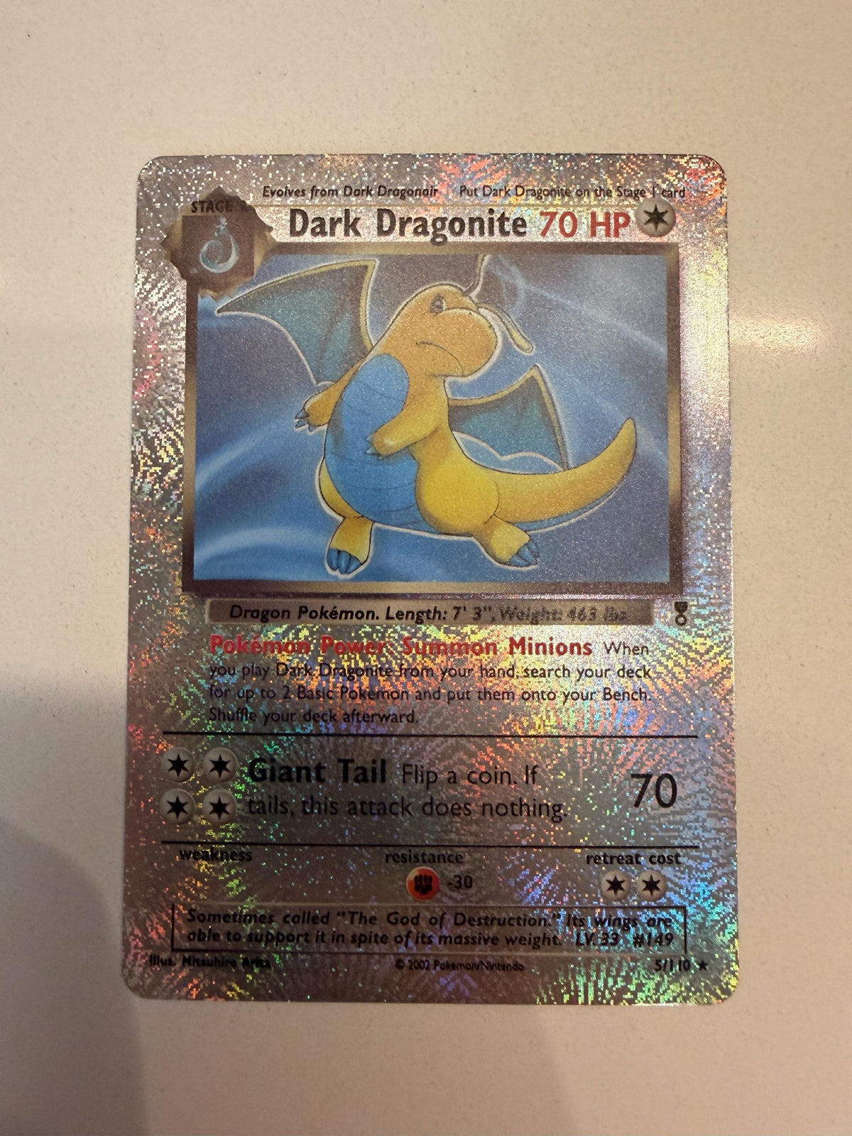 Dark Dragonite Reverse Holo # Unsorted proxy card, not real novelty