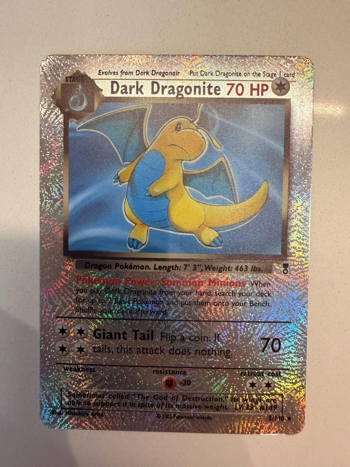 Dark Dragonite Reverse Holo # Unsorted proxy card, not real novelty
