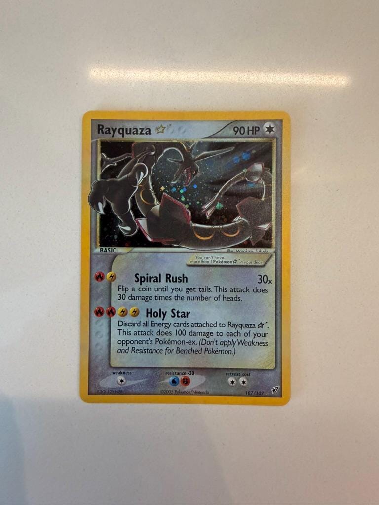 Rayquaza Gold Star #107 Deoxys proxy card, not real novelty