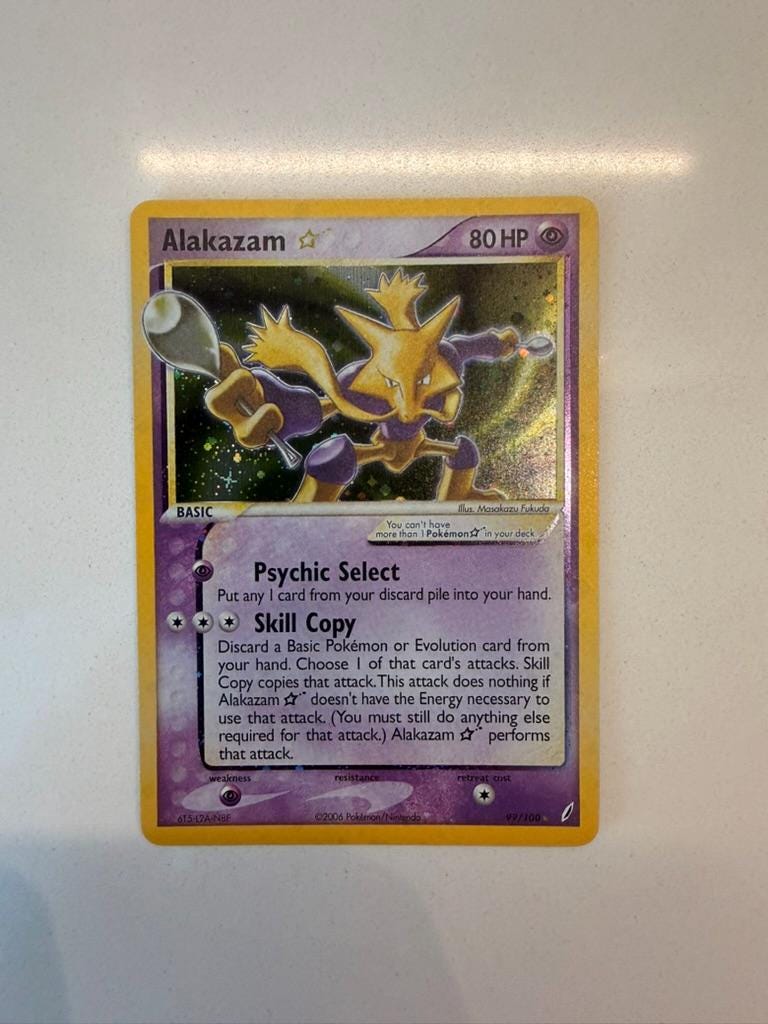 Alakazam Gold Star #99 Crystal Guardians proxy card, not real novelty