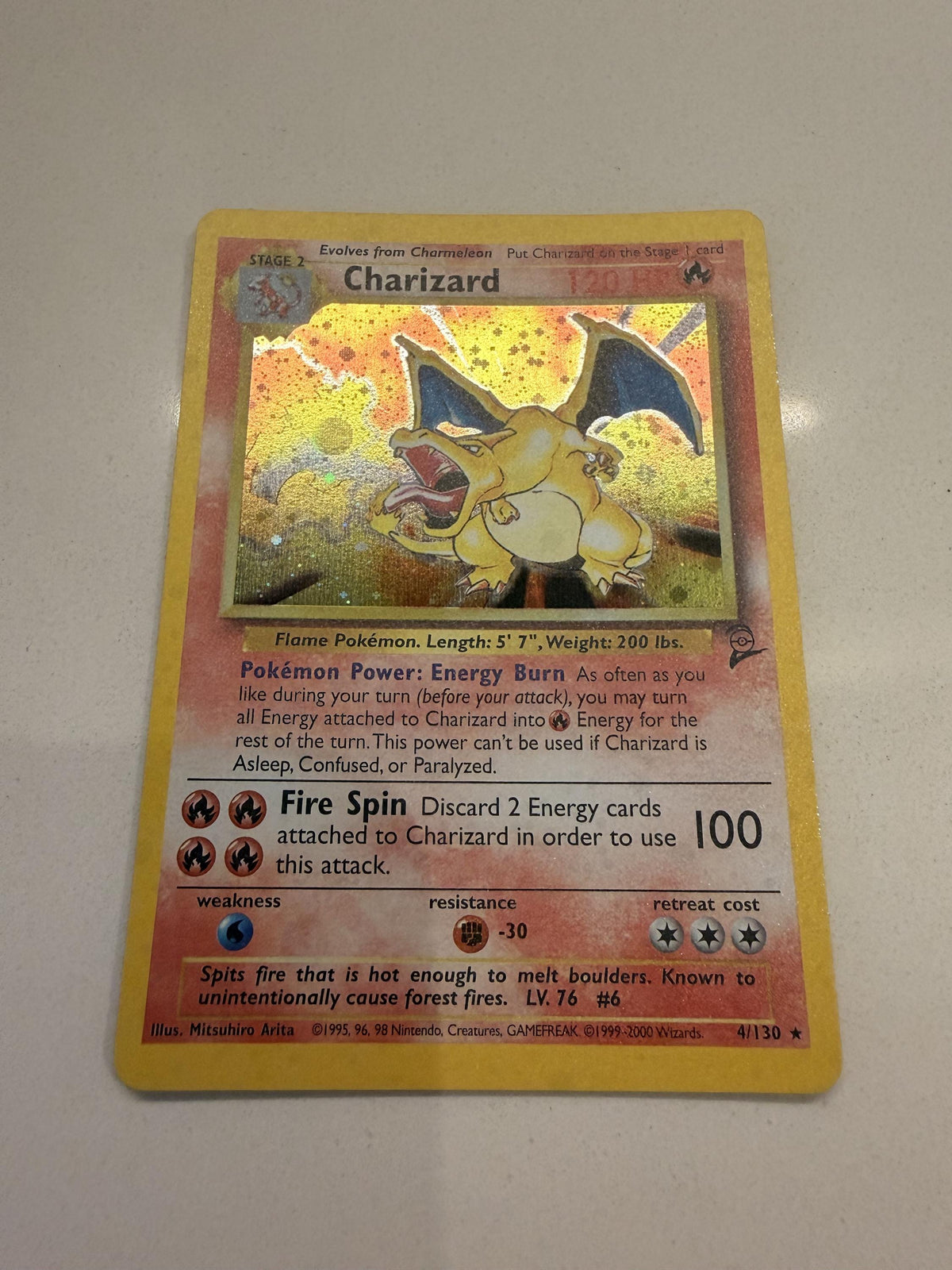 Charizard #4 Base Set 2 proxy card, not real novelty