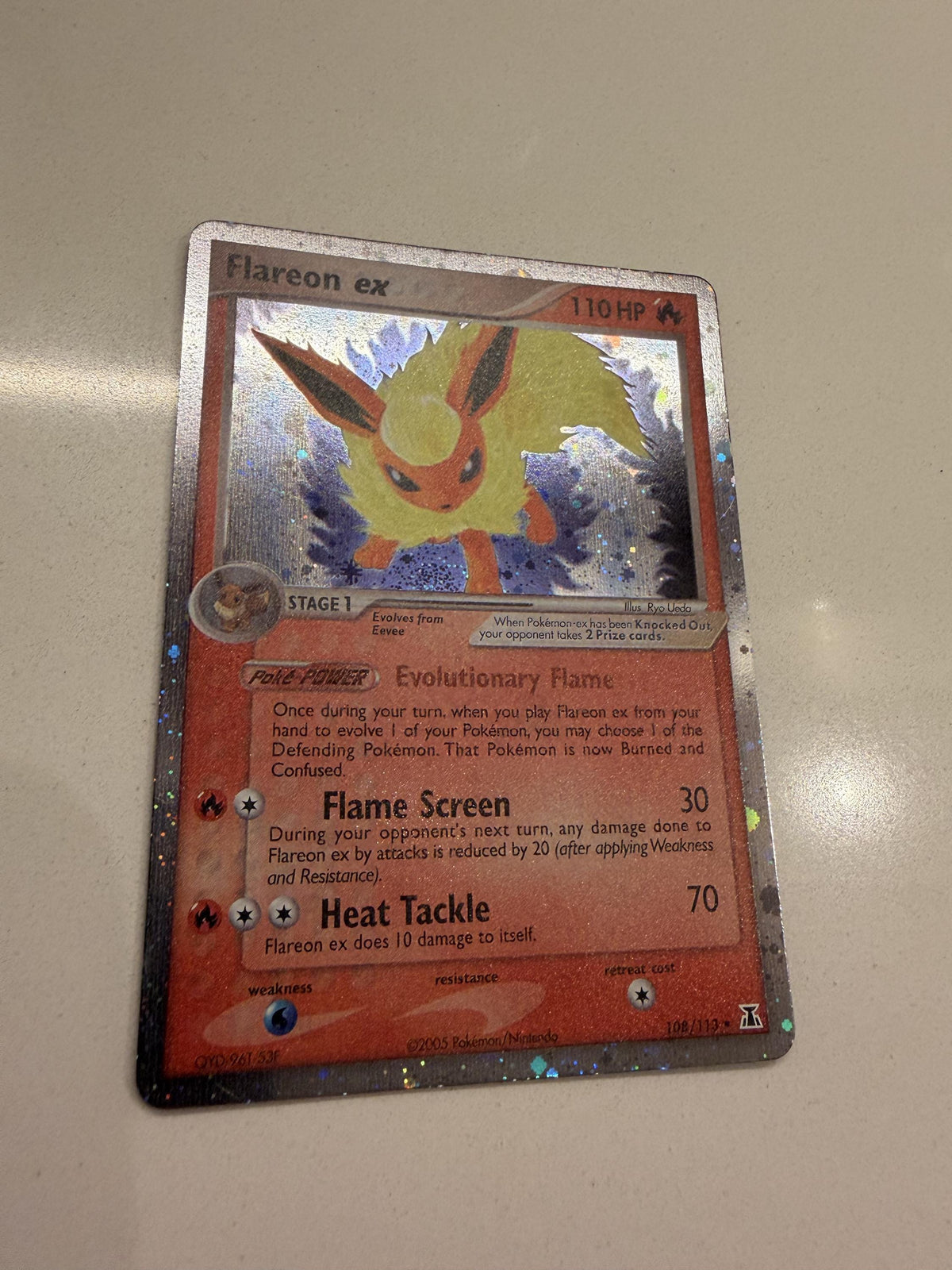 Flareon EX #108 Delta Species proxy card, not real novelty