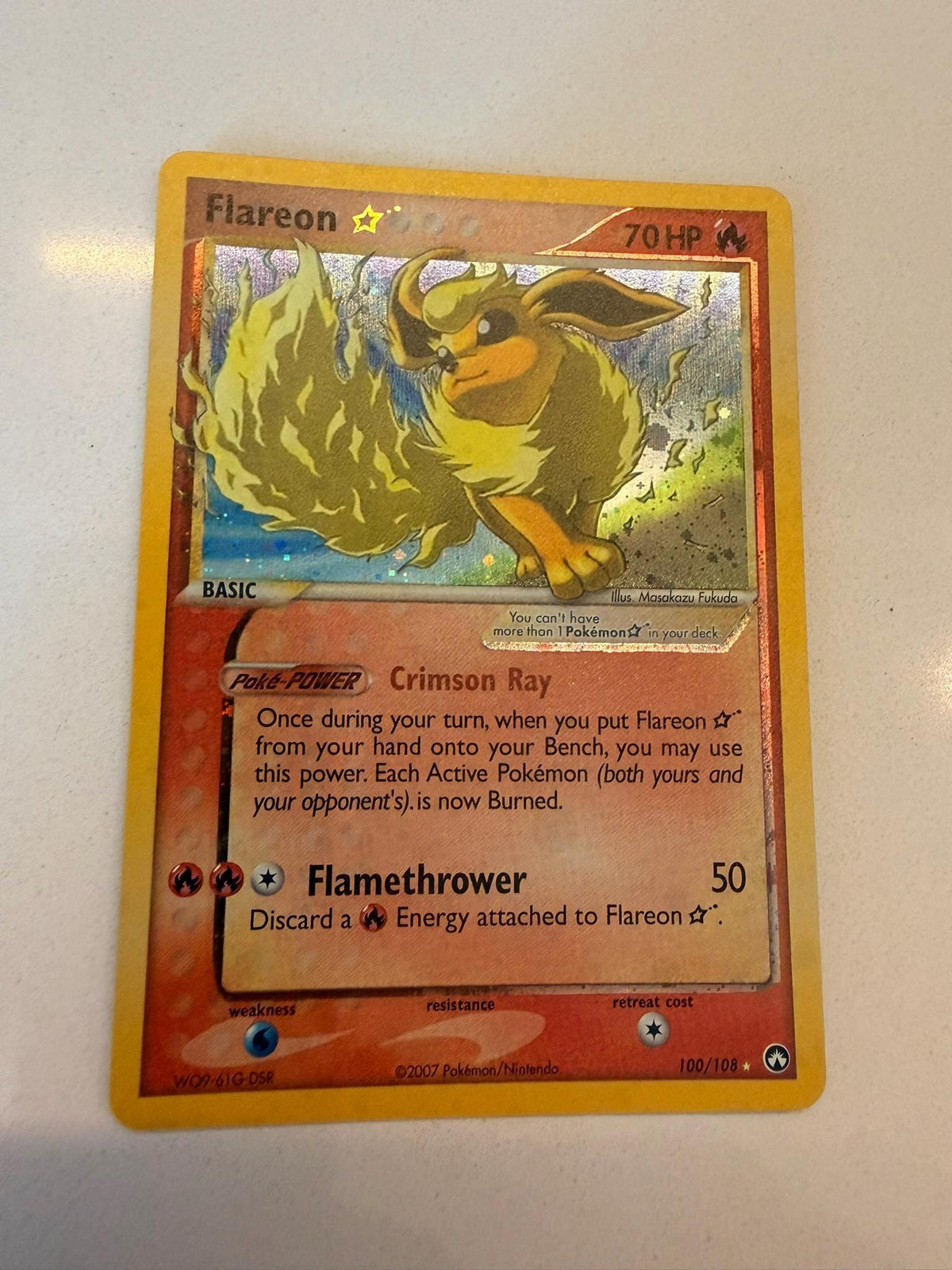 Flareon Gold Star #100 Power Keepers proxy card, not real novelty