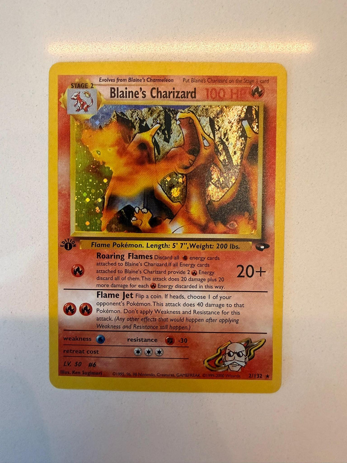 Blaine's Charizard #2 Gym Challenge proxy card, not real novelty