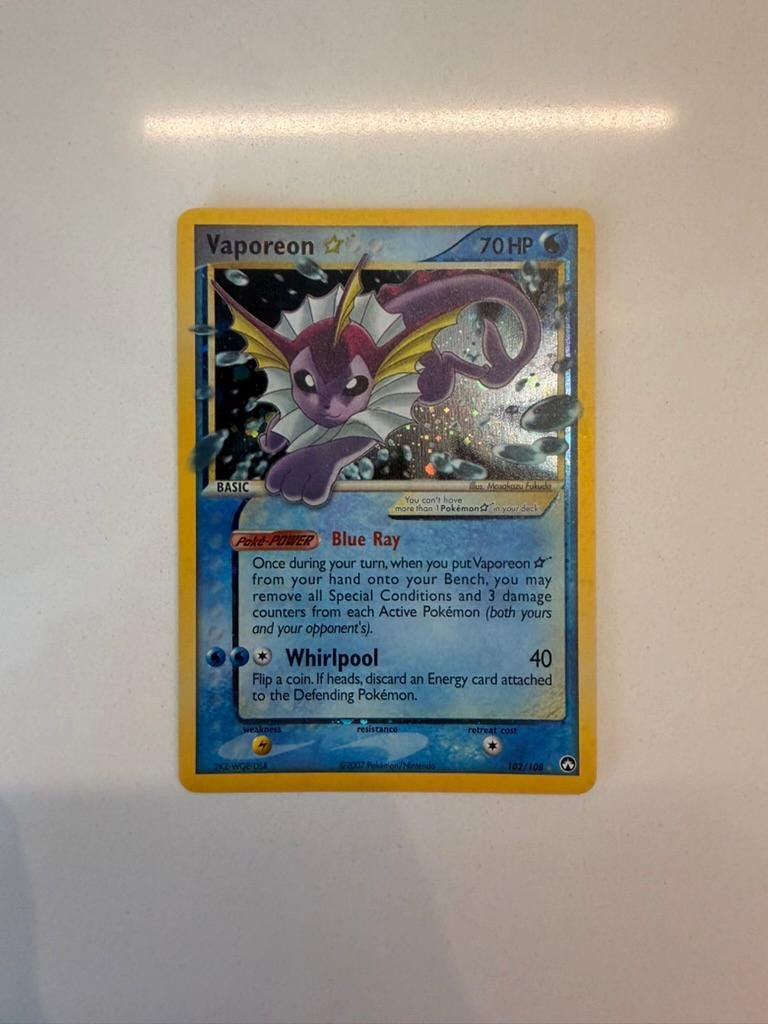 Vaporeon Gold Star #102 Power Keepers proxy card, not real novelty
