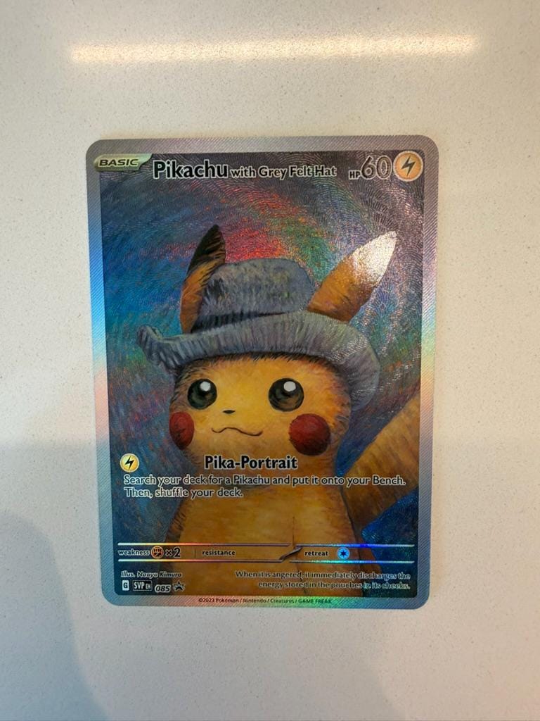 Pikachu with Grey Felt Hat #85 Promo proxy card, not real novelty