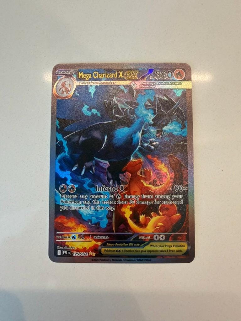 Mega Charizard X ex #125 Phantasmal Flames proxy card, not real novelty