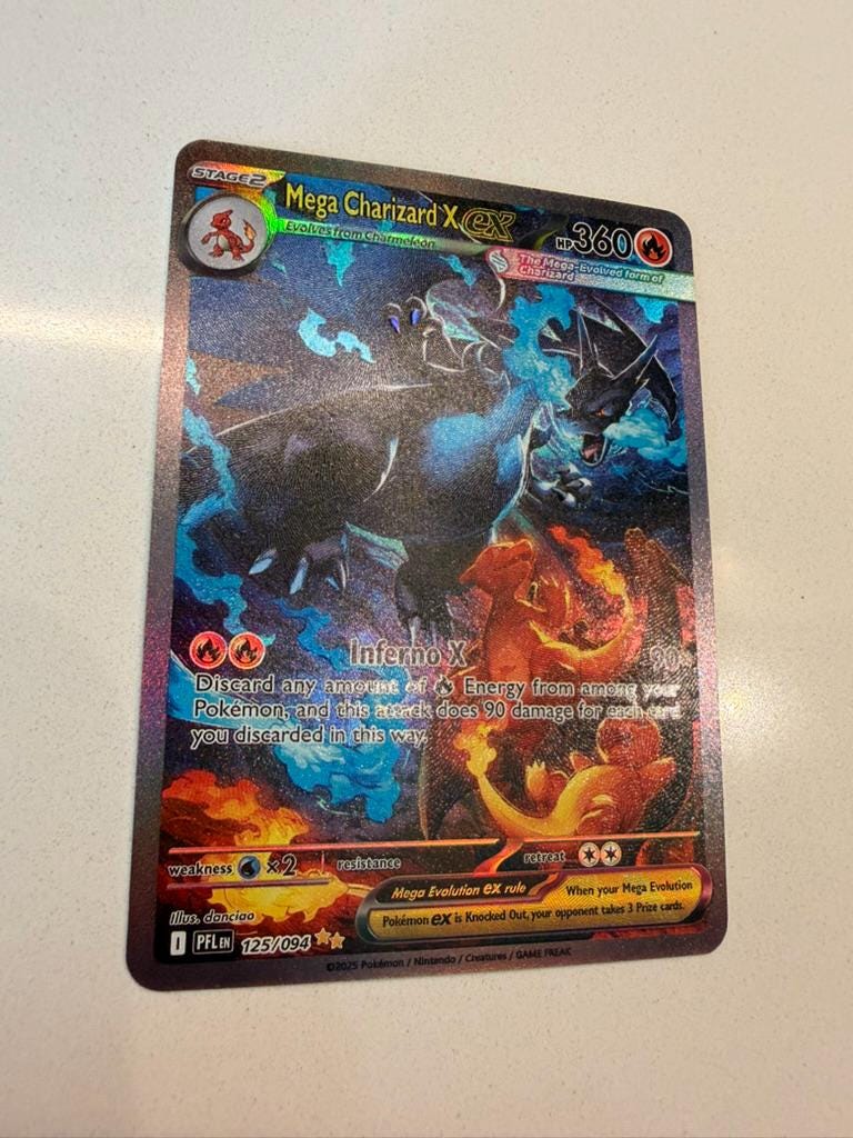 Mega Charizard X ex #125 Phantasmal Flames proxy card, not real novelty