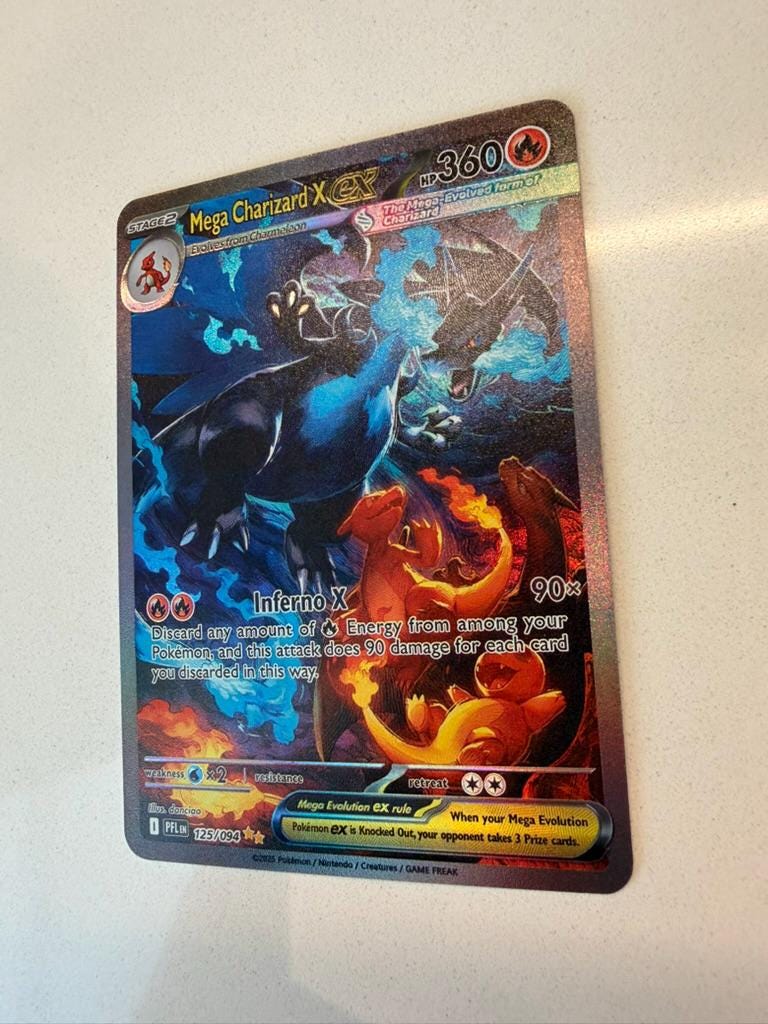 Mega Charizard X ex #125 Phantasmal Flames proxy card, not real novelty