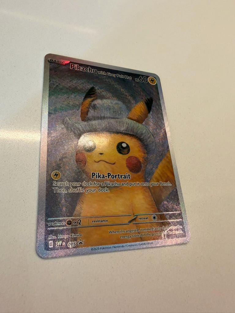 Pikachu with Grey Felt Hat #85 Promo proxy card, not real novelty