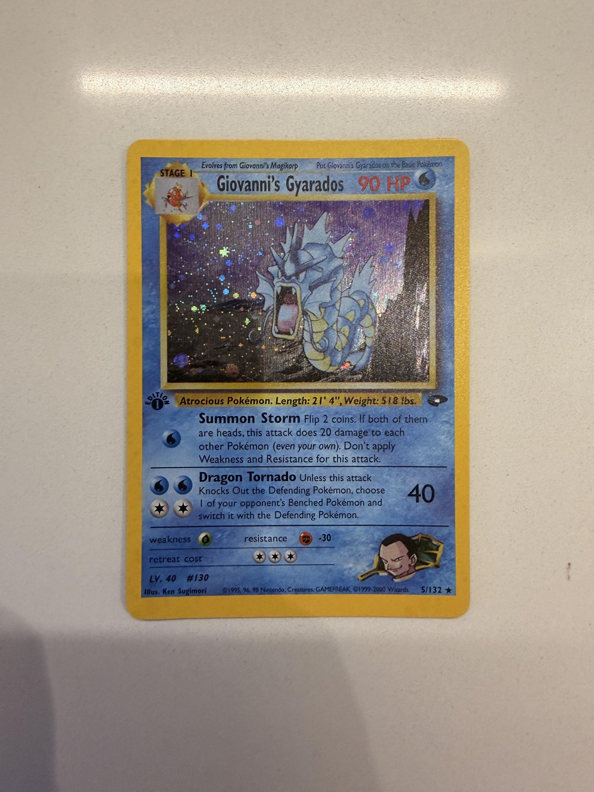 Giovanni's Gyarados 1st Edition #5 Gym Challenge proxy card, not real novelty