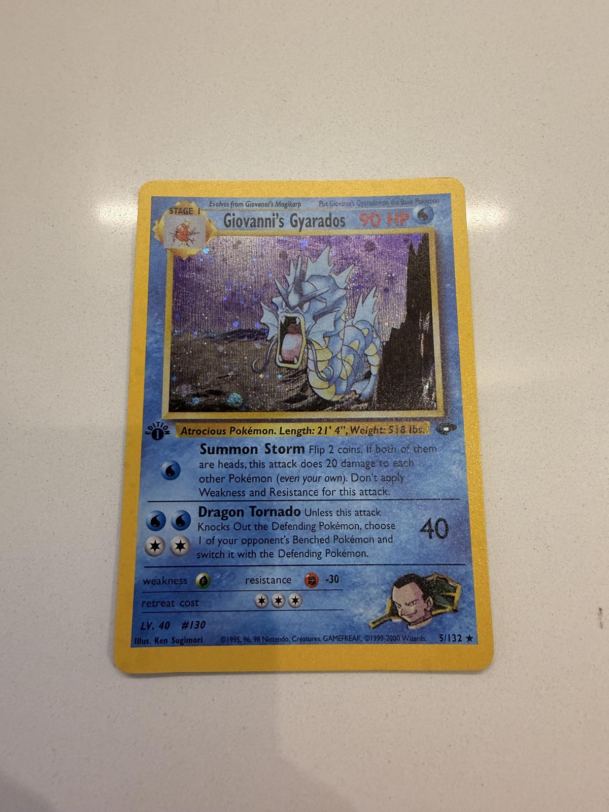 Giovanni's Gyarados 1st Edition #5 Gym Challenge proxy card, not real novelty