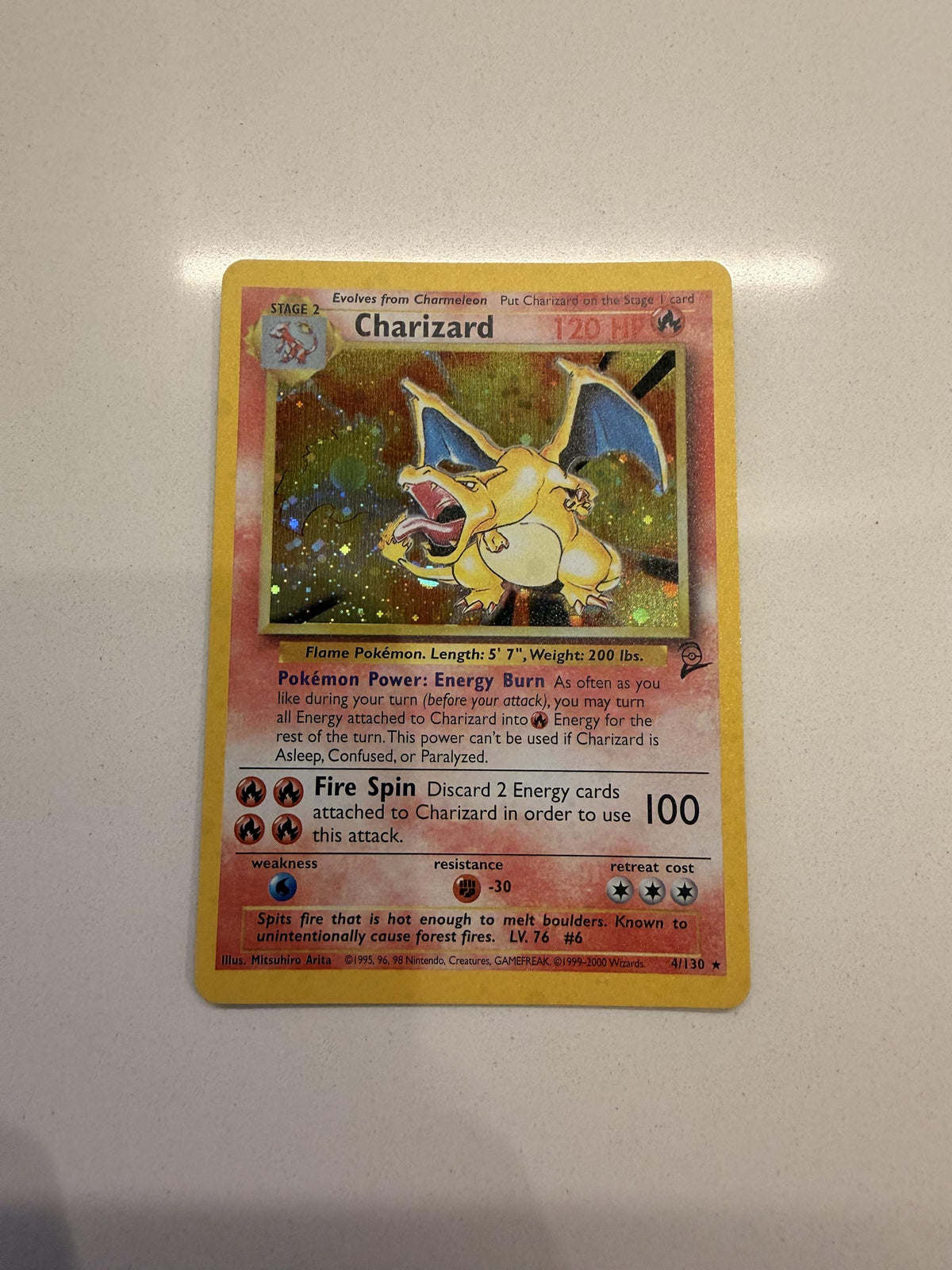 Charizard #4 Base Set 2 proxy card, not real novelty