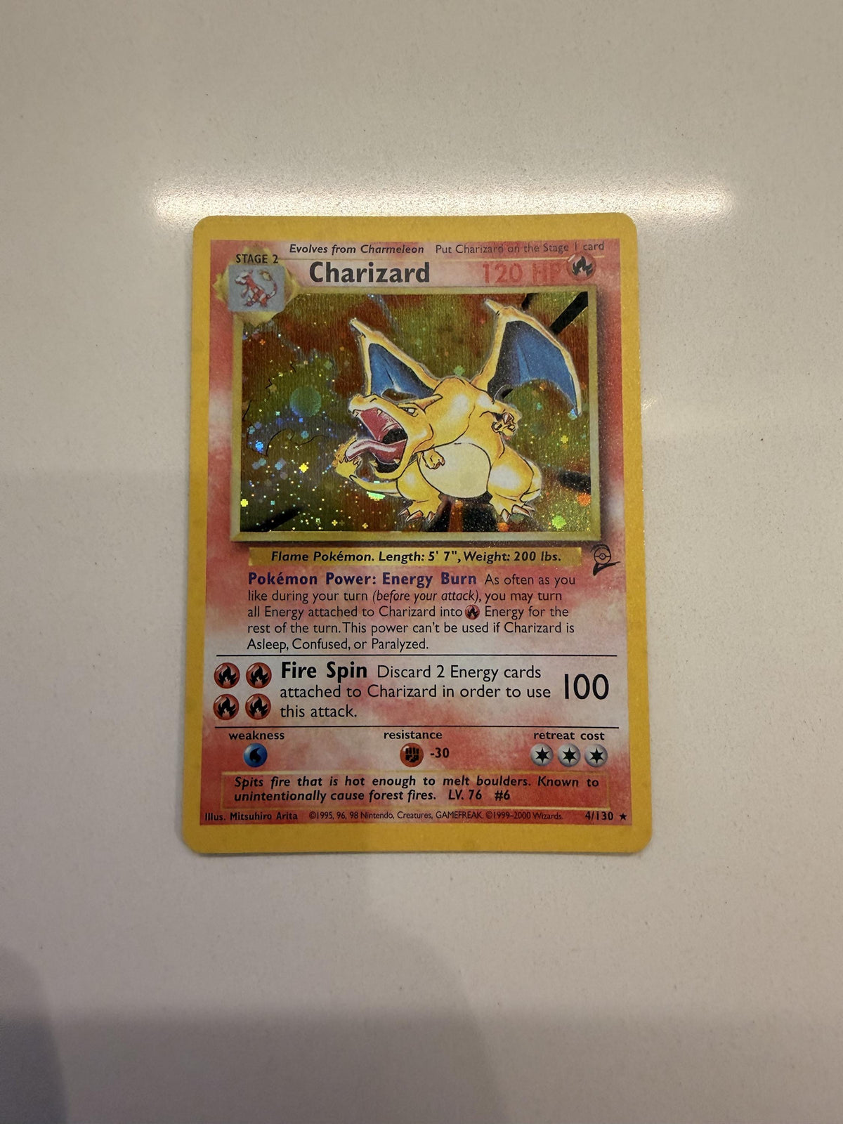 Charizard #4 Base Set 2 proxy card, not real novelty