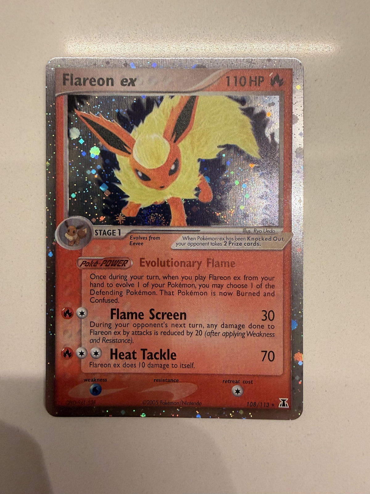 Flareon EX #108 Delta Species proxy card, not real novelty