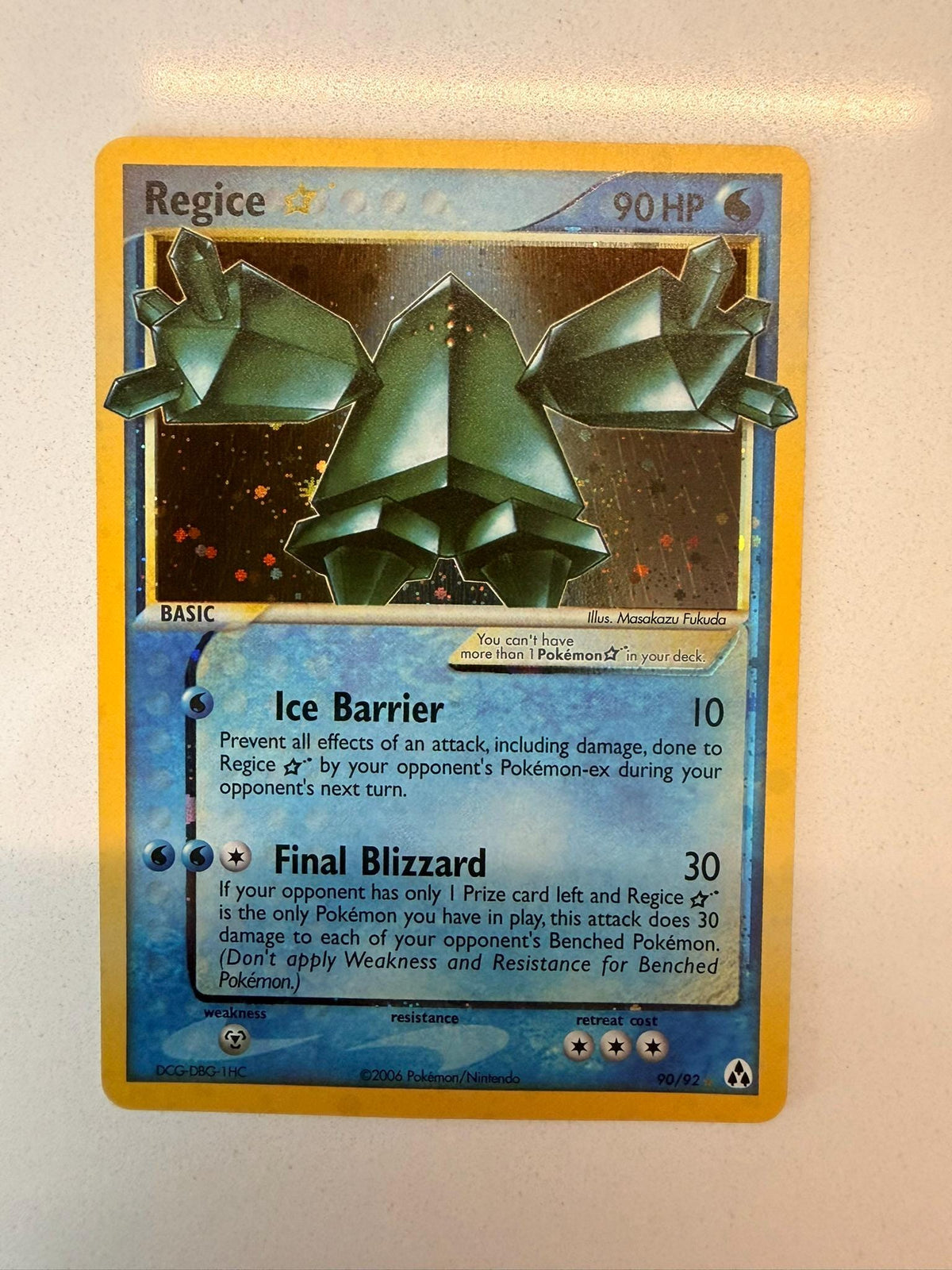 Regice Gold Star #90 Legend Maker proxy card, not real novelty