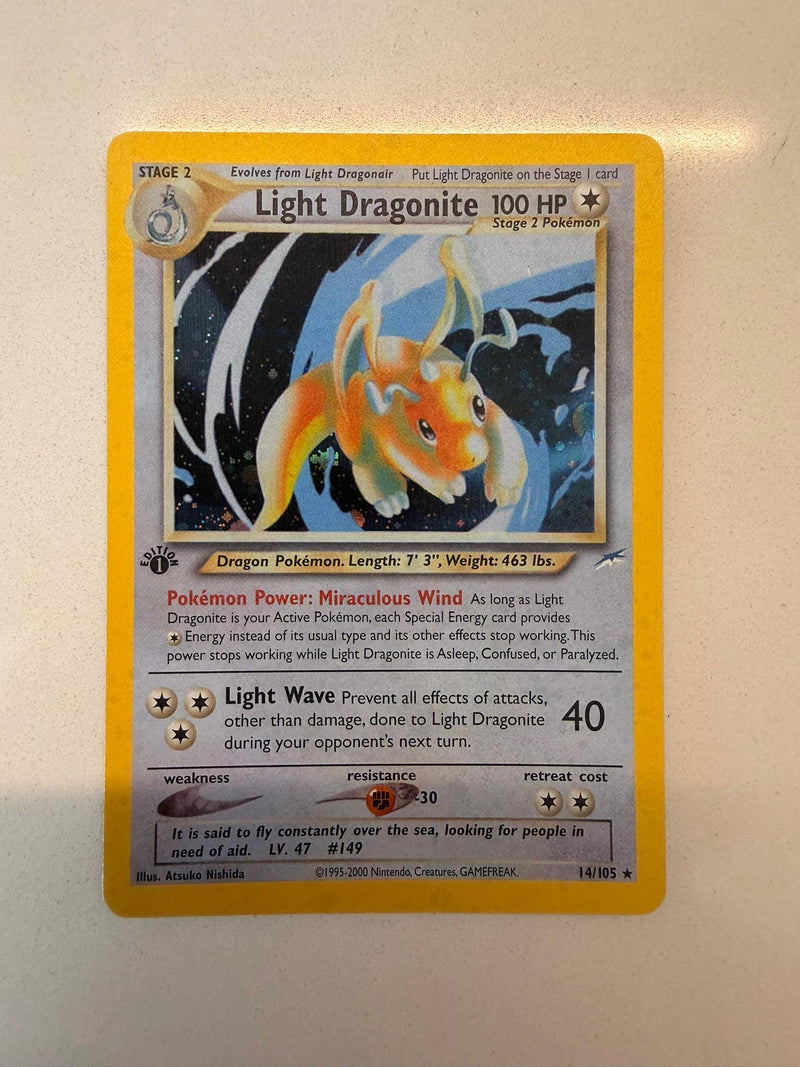 Light Dragonite #14 Neo Destiny proxy card, not real novelty