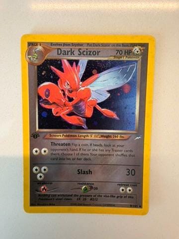 Dark Scizor #9 Neo Destiny proxy card, not real novelty
