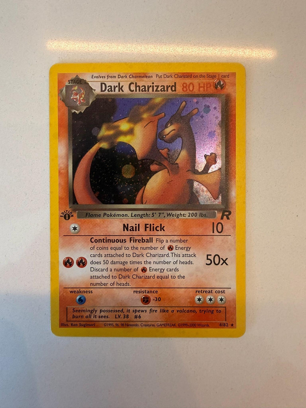 Dark Charizard #4 Team Rocket proxy card, not real novelty