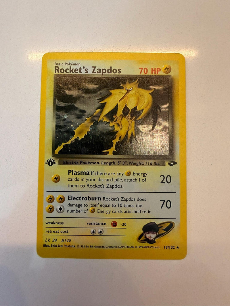Rocket's Zapdos #15 Gym Challenge proxy card, not real novelty