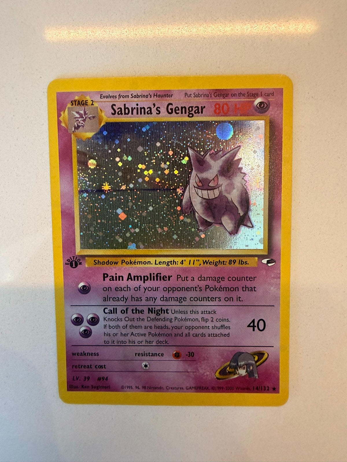 Sabrina's Gengar #14 Gym Heroes proxy card, not real novelty