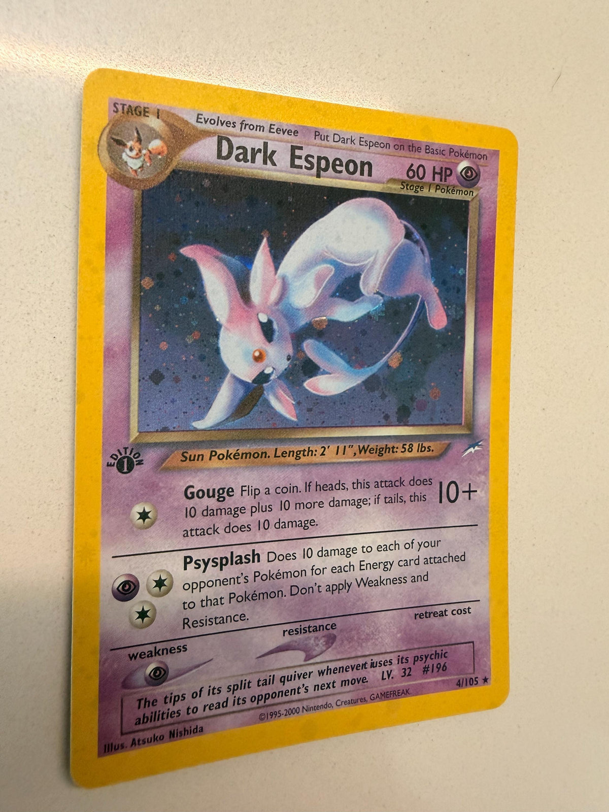 Dark Espeon #4 Neo Destiny proxy card, not real novelty