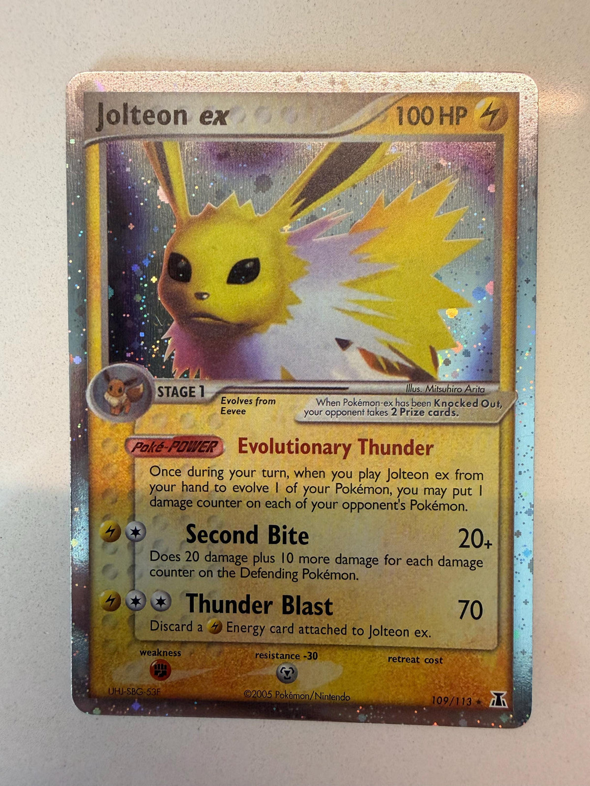 Jolteon EX #109 Delta Species proxy card, not real novelty