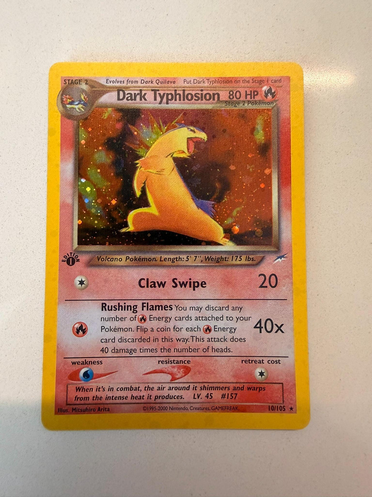 Dark Typhlosion #10 Neo Destiny proxy card, not real novelty