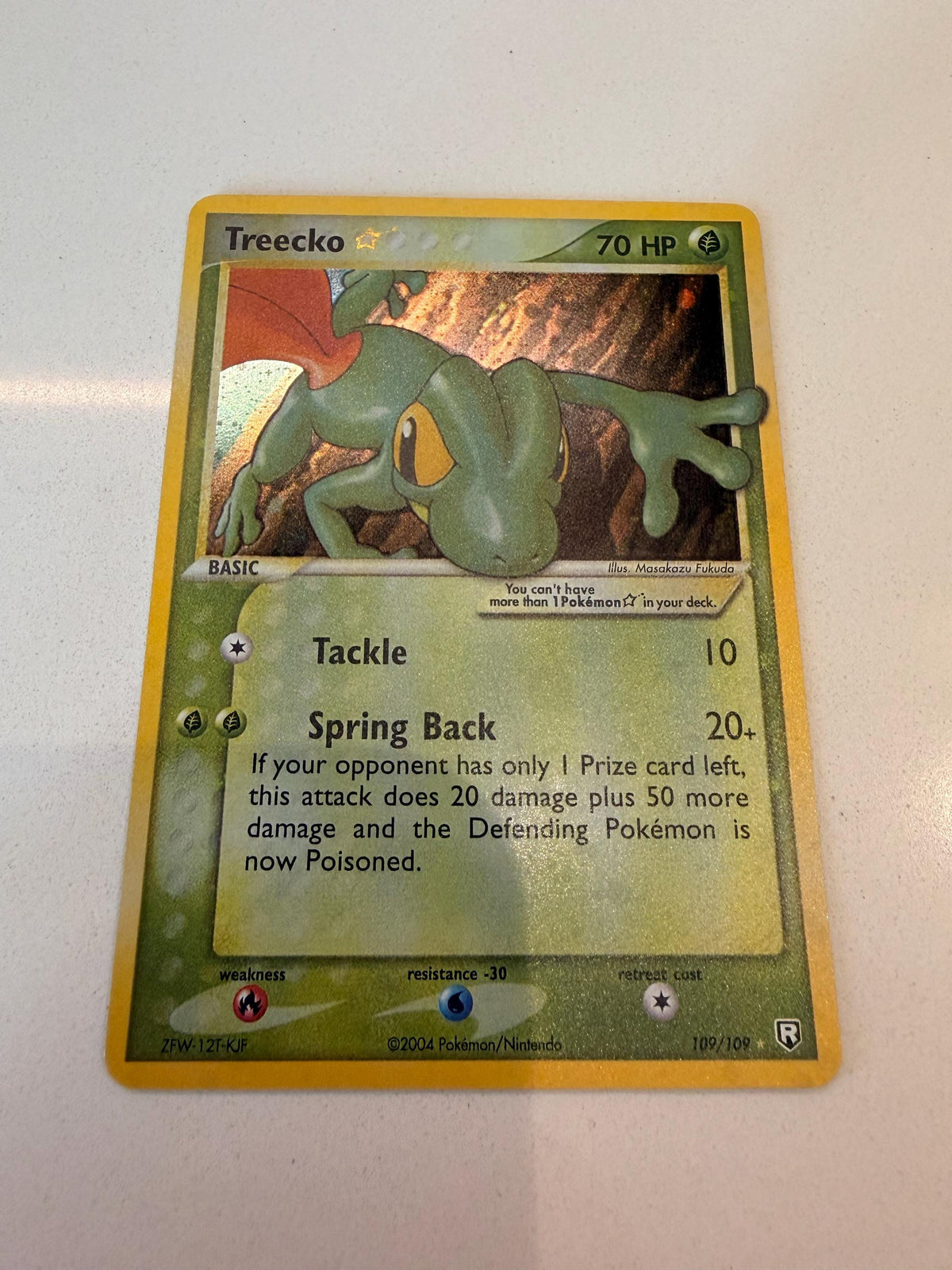 Treecko Gold Star #109 Team Rocket Returns proxy card, not real novelty