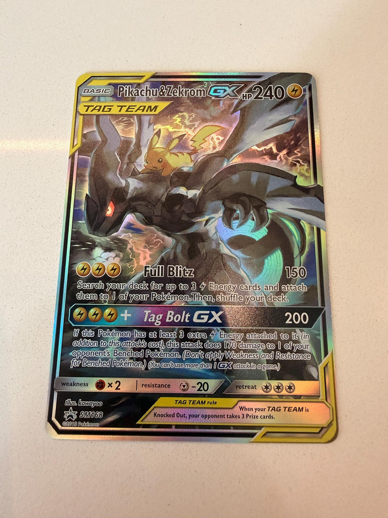 Pikachu & Zekrom GX #SM168 Promo proxy card, not real novelty