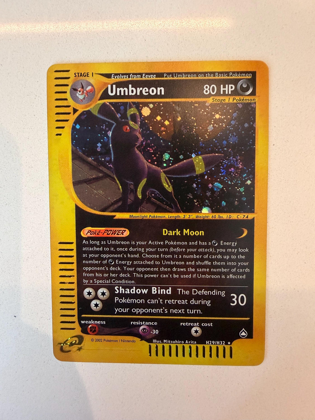 Umbreon #H29 Aquapolis proxy card, not real novelty