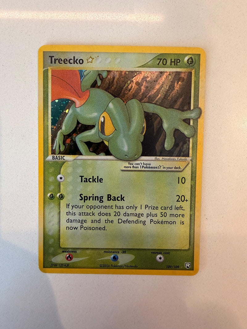 Treecko Gold Star #109 Team Rocket Returns proxy card, not real novelty