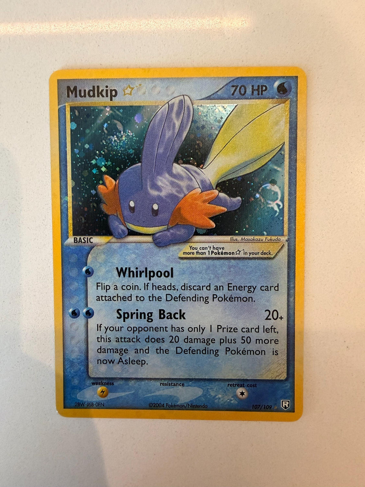 Mudkip Gold Star #107 Team Rocket Returns proxy card, not real novelty