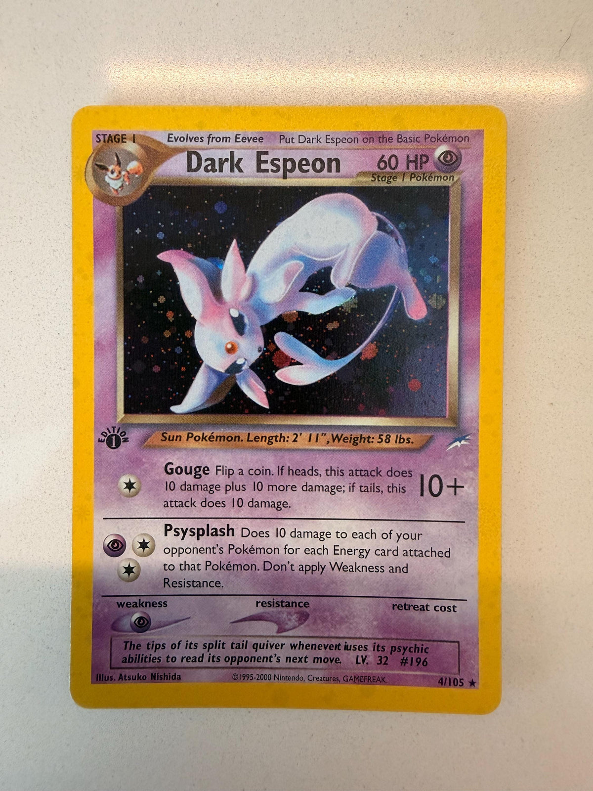 Dark Espeon #4 Neo Destiny proxy card, not real novelty