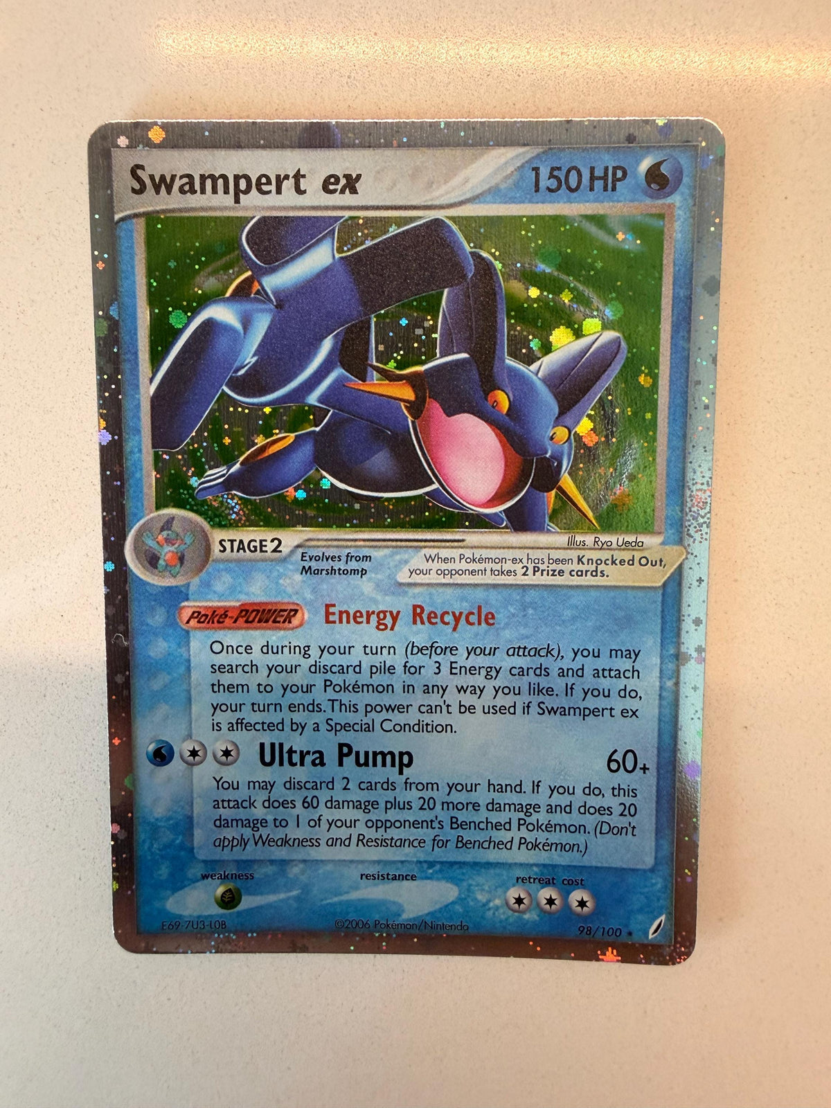 Swampert EX #98 Crystal Guardians proxy card, not real novelty
