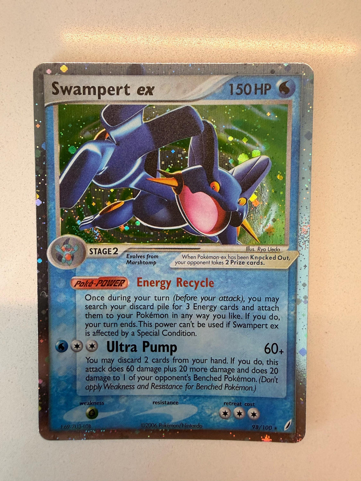 Swampert EX #98 Crystal Guardians proxy card, not real novelty