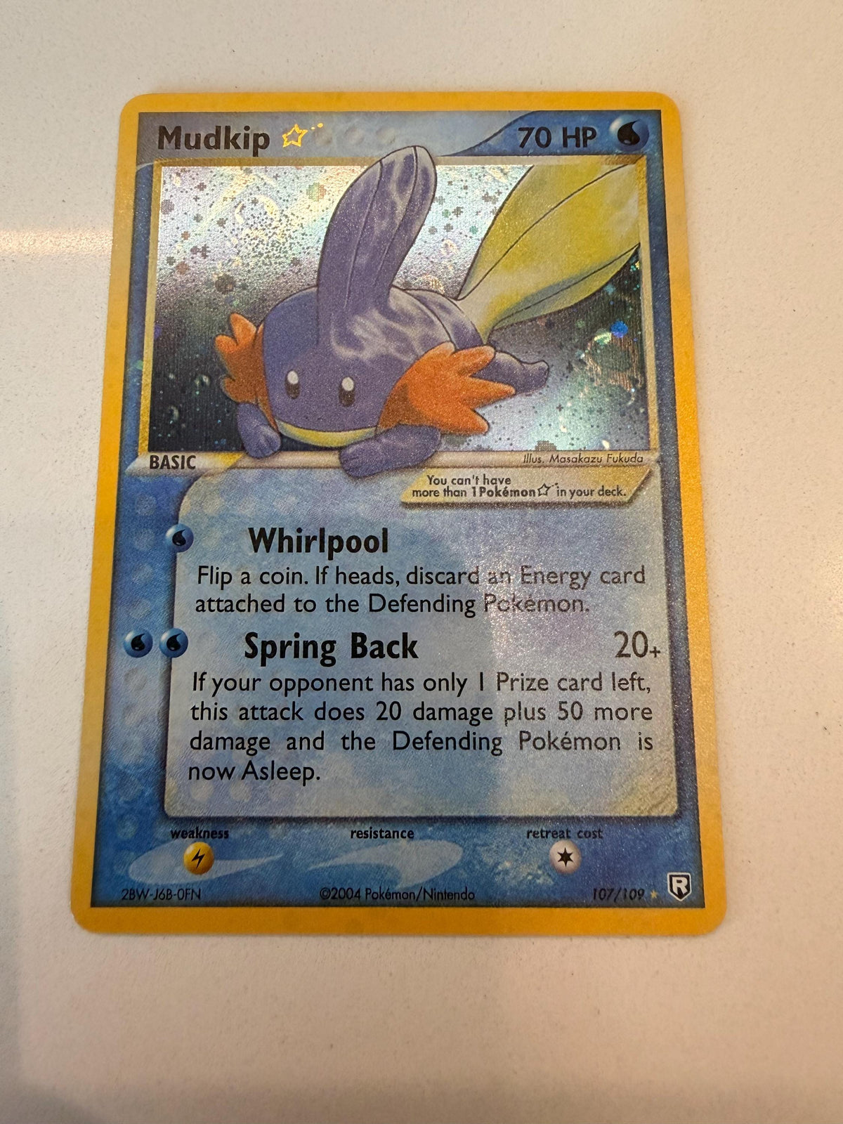 Mudkip Gold Star #107 Team Rocket Returns proxy card, not real novelty