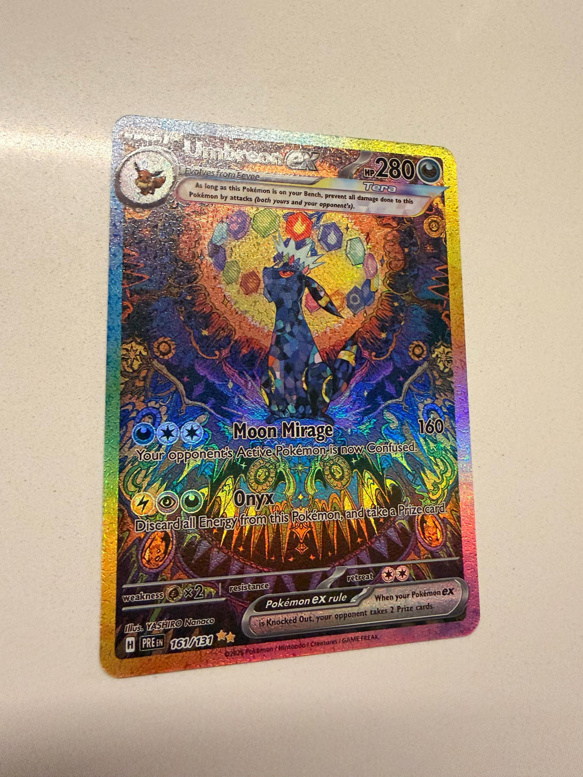 Umbreon ex #161 Prismatic Evolutions proxy card, not real novelty