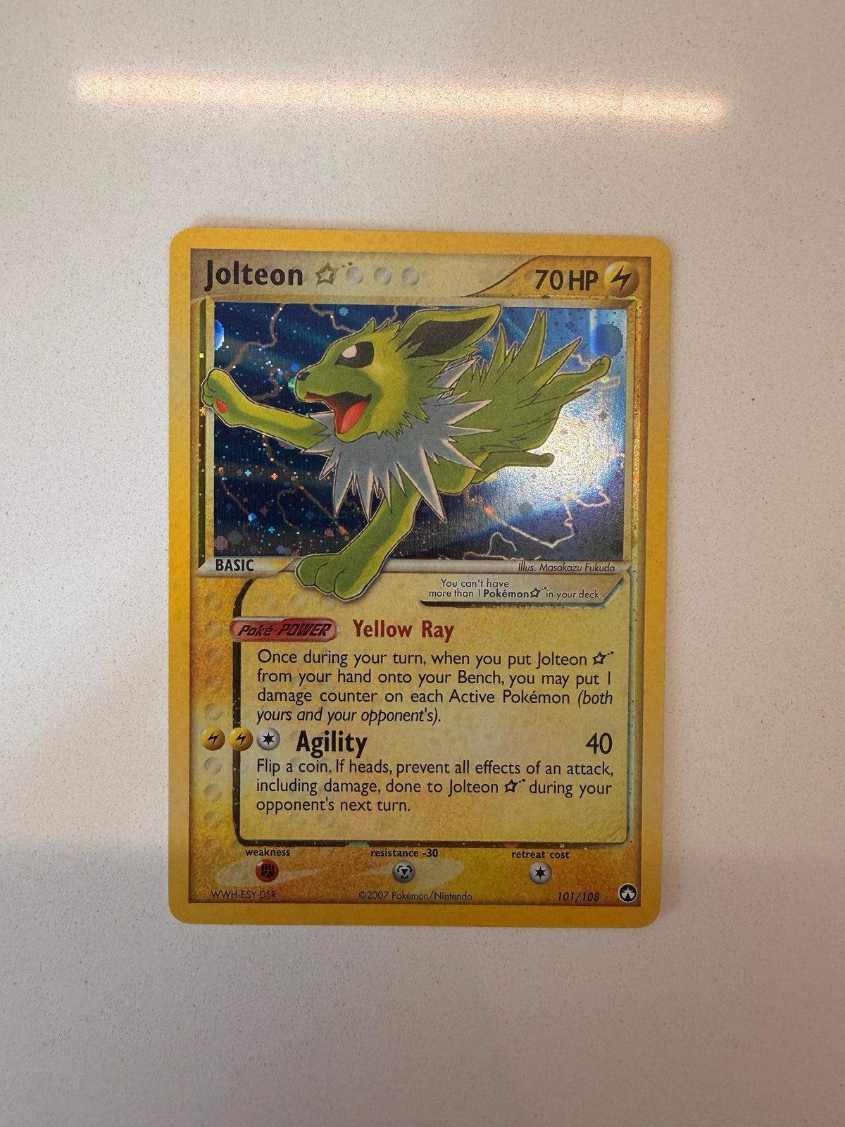 Jolteon Gold Star #101 Power Keepers proxy card, not real novelty