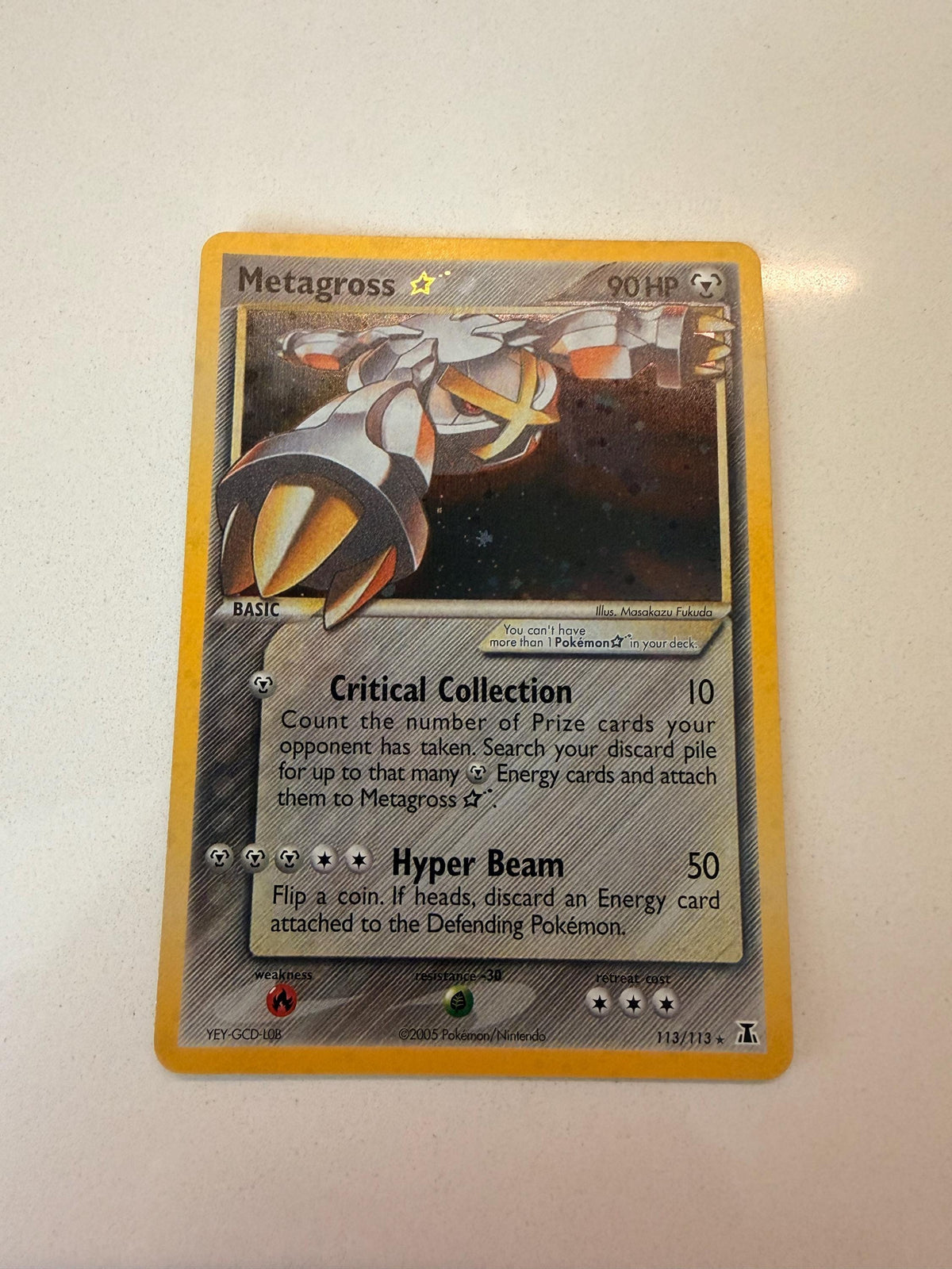 Metagross Gold Star #113 Delta Species proxy card, not real novelty