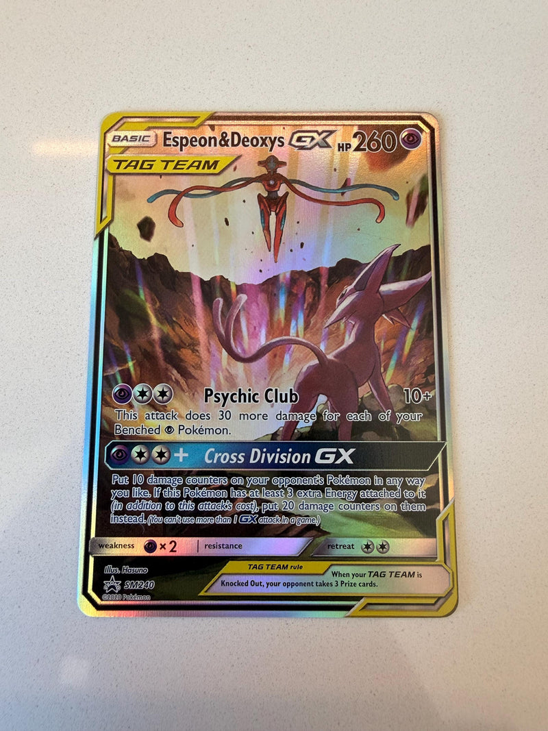 Espeon & Deoxys GX #SM240 Promo proxy card, not real novelty