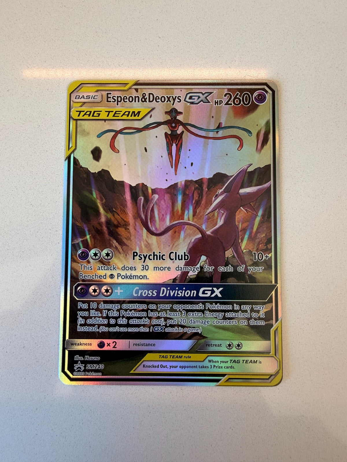 Espeon & Deoxys GX #SM240 Promo proxy card, not real novelty