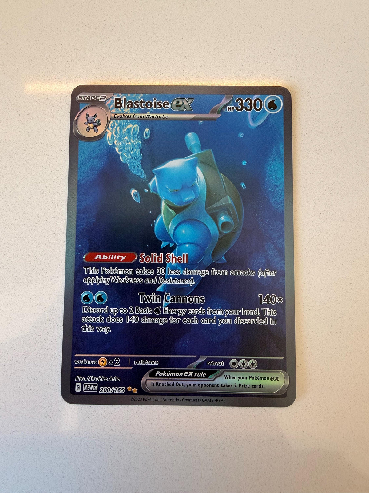 Blastoise ex #200 Scarlet & Violet 151 proxy card, not real novelty