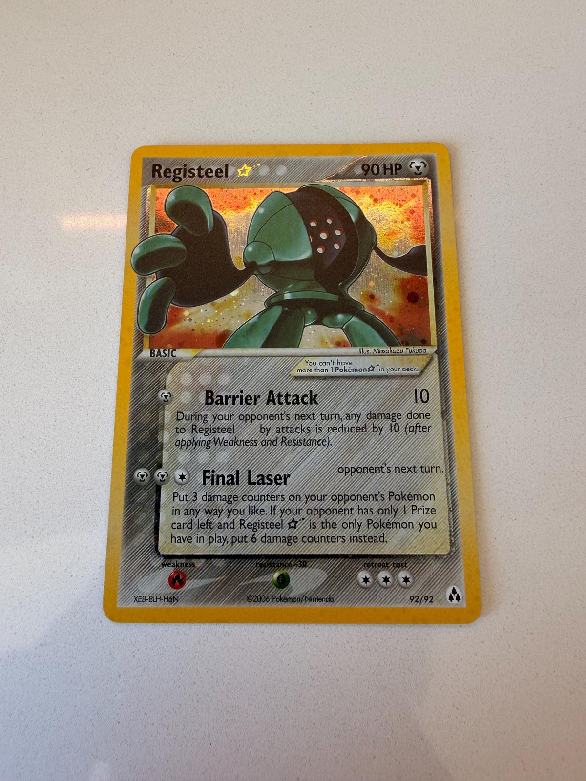 Registeel Gold Star #92 Legend Maker proxy card, not real novelty