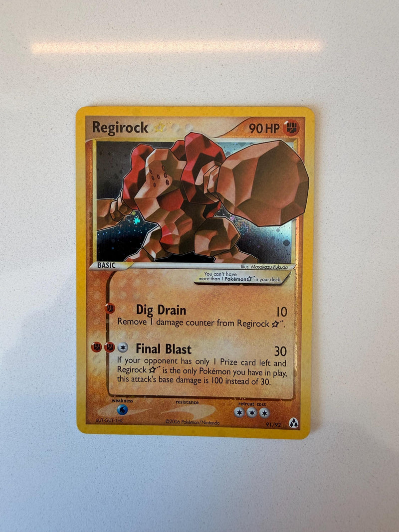 Regirock Gold Star #91 Legend Maker proxy card, not real novelty