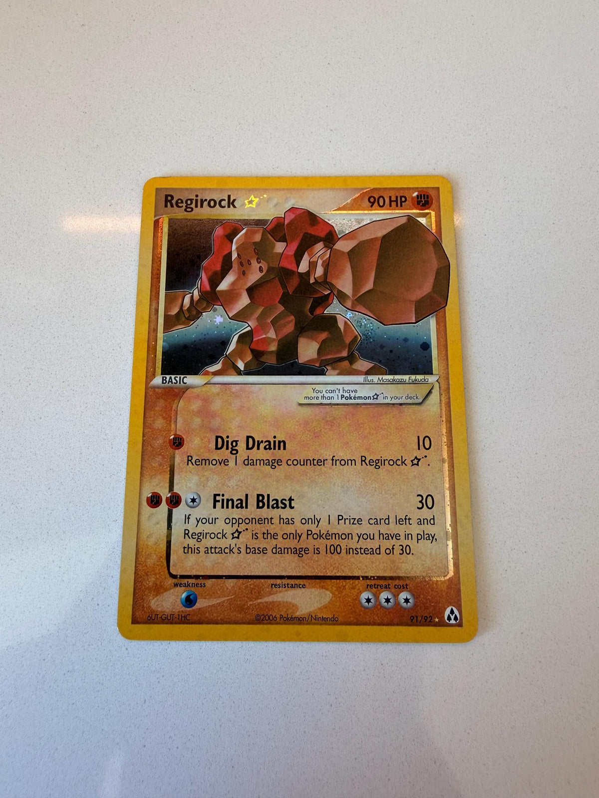 Regirock Gold Star #91 Legend Maker proxy card, not real novelty