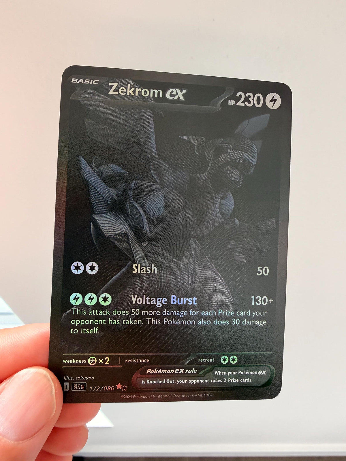Zekrom ex #172 Black Bolt proxy card, not real novelty