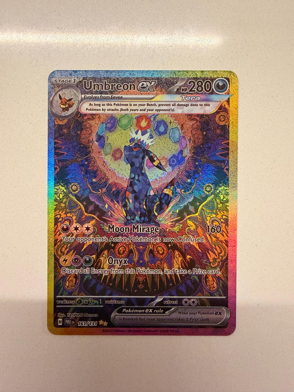 Umbreon ex #161 Prismatic Evolutions proxy card, not real novelty