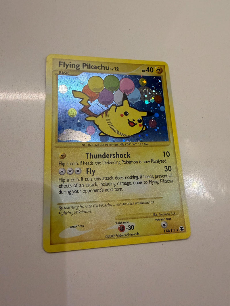 Flying Pikachu #113 Rising Rivals proxy card, not real novelty